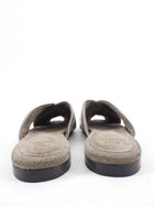 Brunello Cucinelli Pewter Metallic Leather Flat Slides - 38.5 / 8