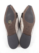 Brunello Cucinelli Pewter Metallic Leather Flat Slides - 38.5 / 8