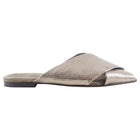 Brunello Cucinelli Pewter Metallic Leather Flat Slides - 38.5 / 8