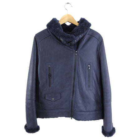 Brunello Cucinelli Midnight Navy Shearling Zip Jacket - IT40 / S (4/6)