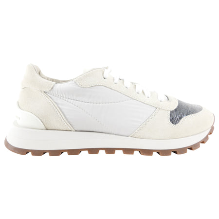 Brunello Cucinelli Off White Leather Nylon Monili Sneakers - 40