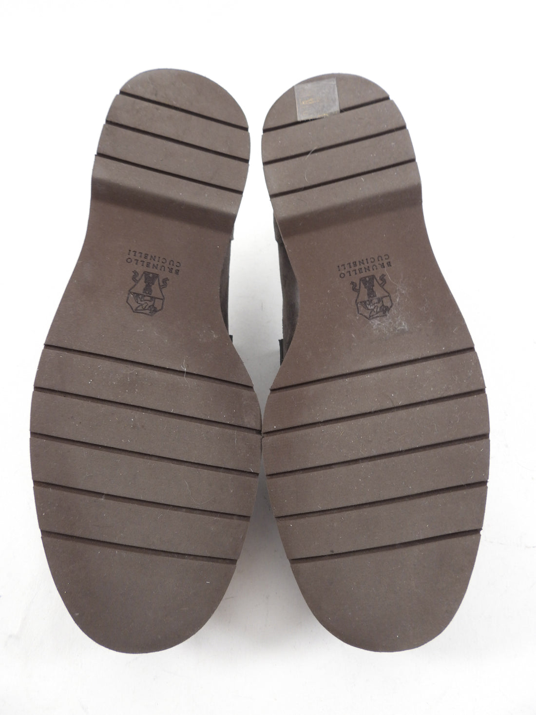 Brunello Cucinelli Grey Suede Monili Loafers - 37