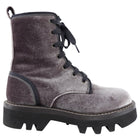 Brunello Cucinelli Dark Grey Velvet Monili Combat Ankle Boots - 38