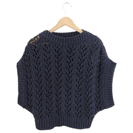 Brunello Cucinelli Steel Grey Cashmere Open Knit Sweater Vest - S