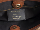 Burberry Tan Brown Grained Derby Leather and Check Banner Tote Bag
