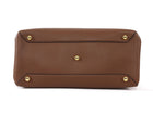 Burberry Tan Brown Grained Derby Leather and Check Banner Tote Bag
