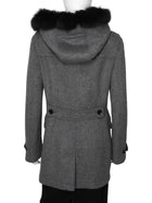 Burberry Britt Grey and Black Blackwell Wool Duffle Coat with Fur Trim Hood - UK 12 / US 10 /  EU 44