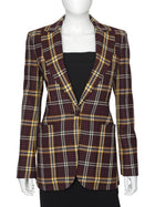 Burberry Red Yellow Check Wool Blazer Jacket - UK 8 / US 10