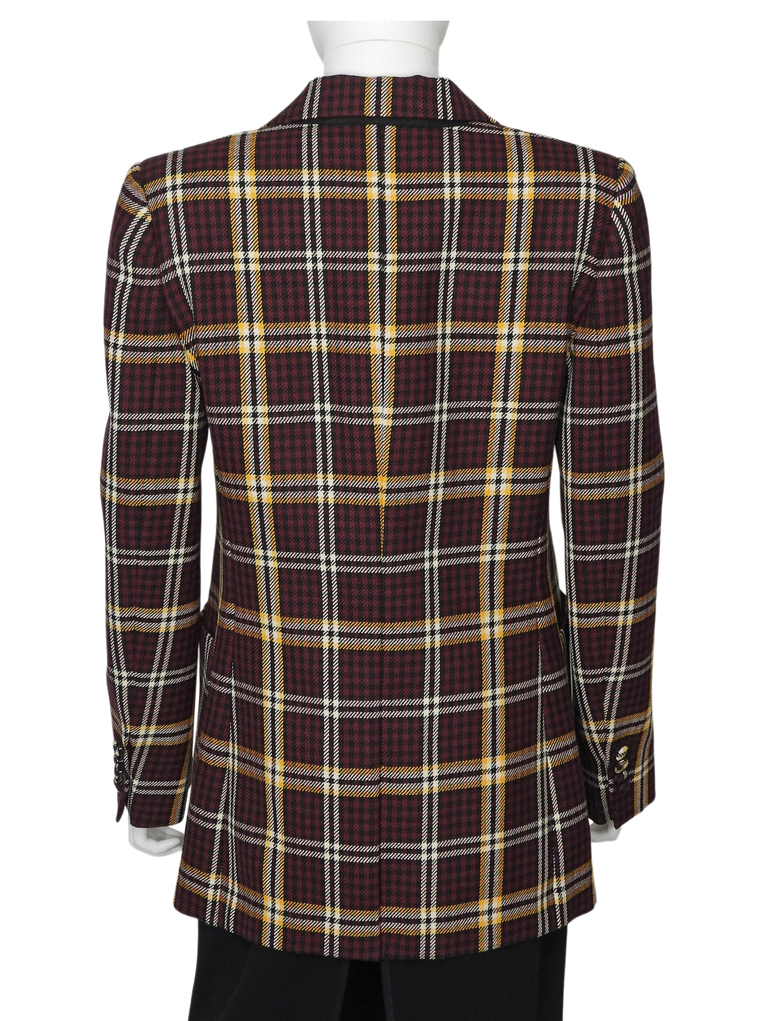 Burberry Red Yellow Check Wool Blazer Jacket - UK 8 / US 10