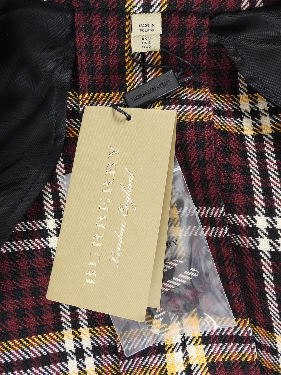 Burberry Red Yellow Check Wool Blazer Jacket - UK 8 / US 10