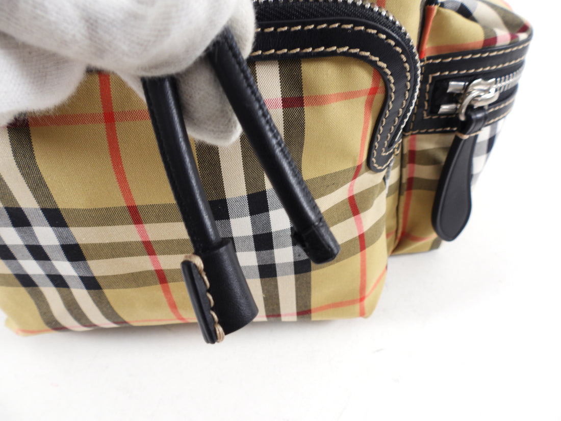 Burberry Large Check Fabric and Leather Backpack