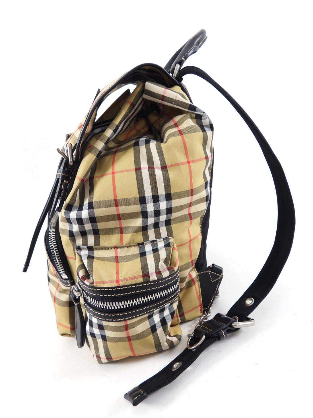 Burberry Large Check Fabric and Leather Backpack