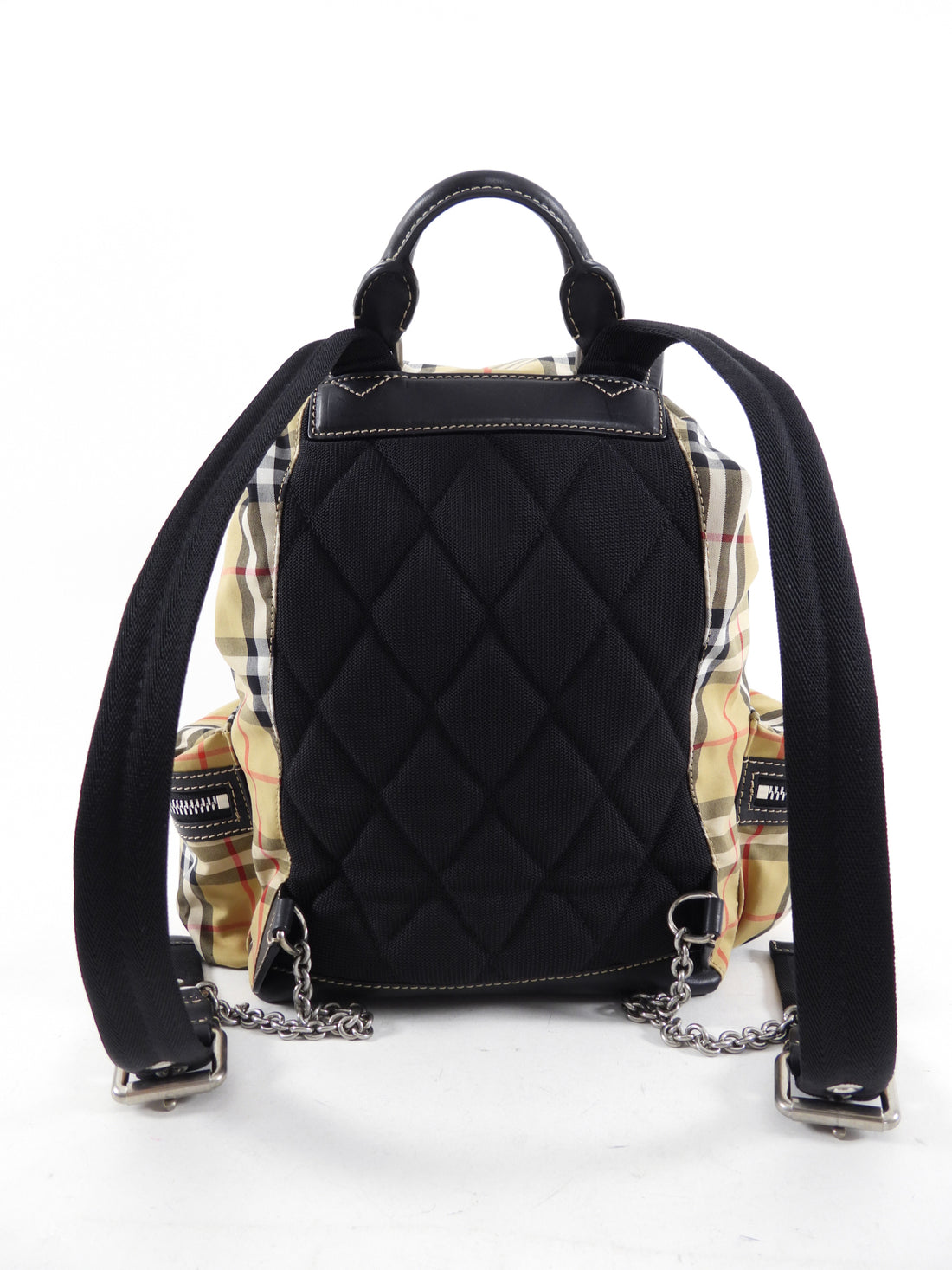 Burberry Large Check Fabric and Leather Backpack