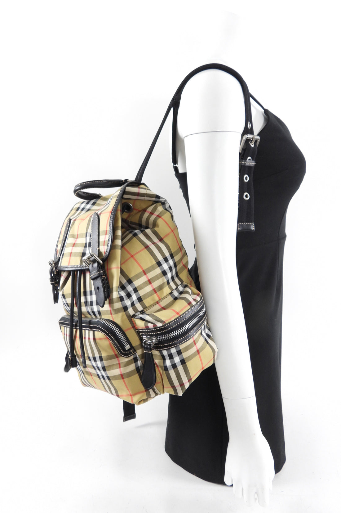 burberry leather and fabric rucksack backpack Burberry Large Check Fabric and Leather Backpack – I MISS YOU VINTAGE