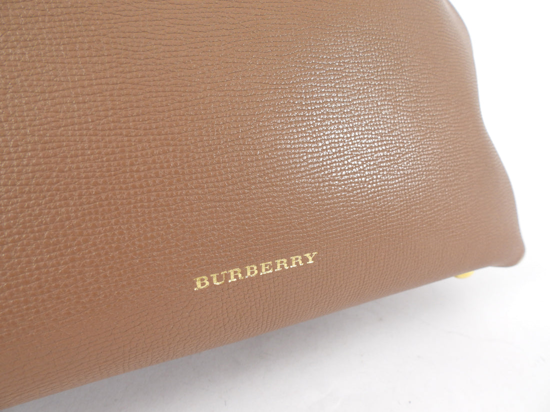 Burberry Brown Leather House Check Two Way Tote Bag