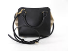 Burberry Black Leather House Check Mini Banwell Two Way Tote Bag