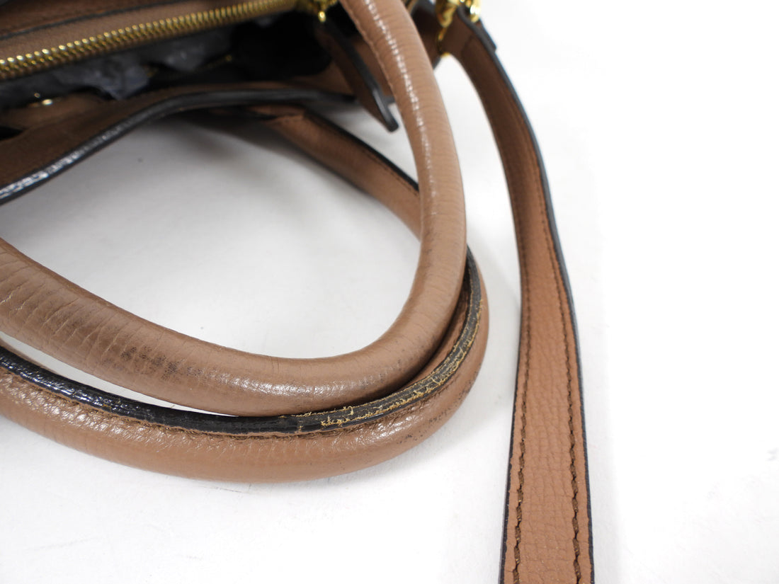 Burberry Brown Leather House Check Two Way Tote Bag