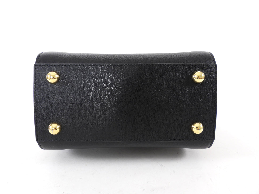 Burberry Black Leather House Check Mini Banwell Two Way Tote Bag
