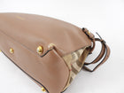 Burberry Brown Leather House Check Two Way Tote Bag