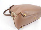 Burberry Brown Leather House Check Two Way Tote Bag