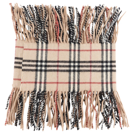 Burberry Beige Nova Check Cashmere Fringe Scarf