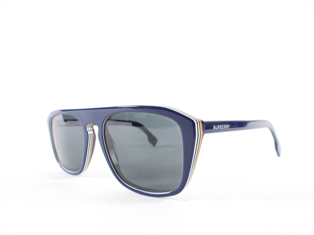 Burberry Navy Stacked Acetate Aviator Sunglasses