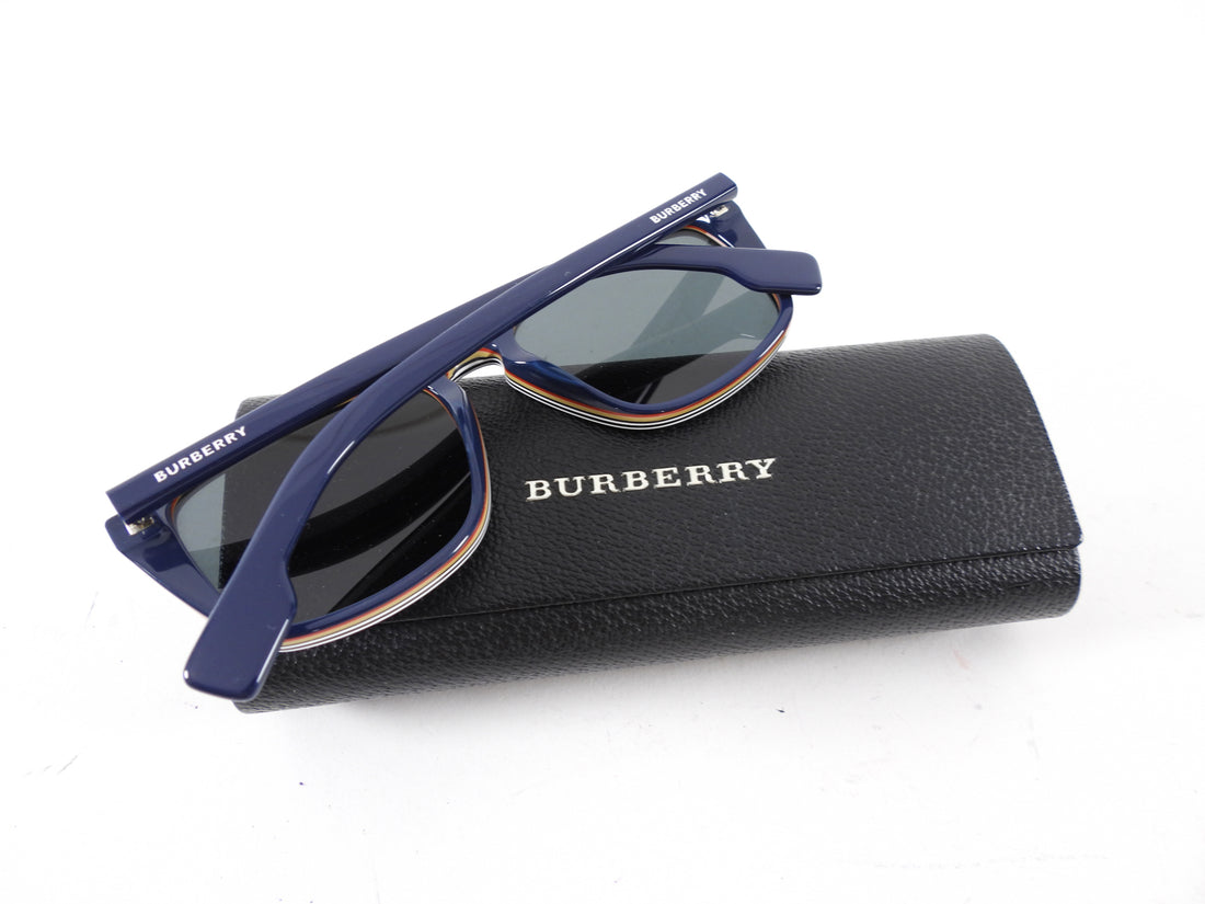 Burberry Navy Stacked Acetate Aviator Sunglasses