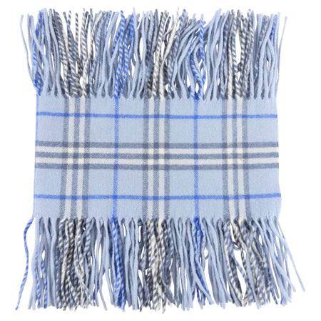 Burberry Blue Nova Check Cashmere Fringe Scarf