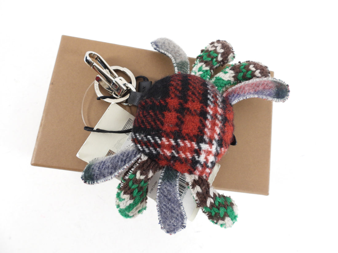 Burberry Red and Green Knit Wool Crab Bag Charm