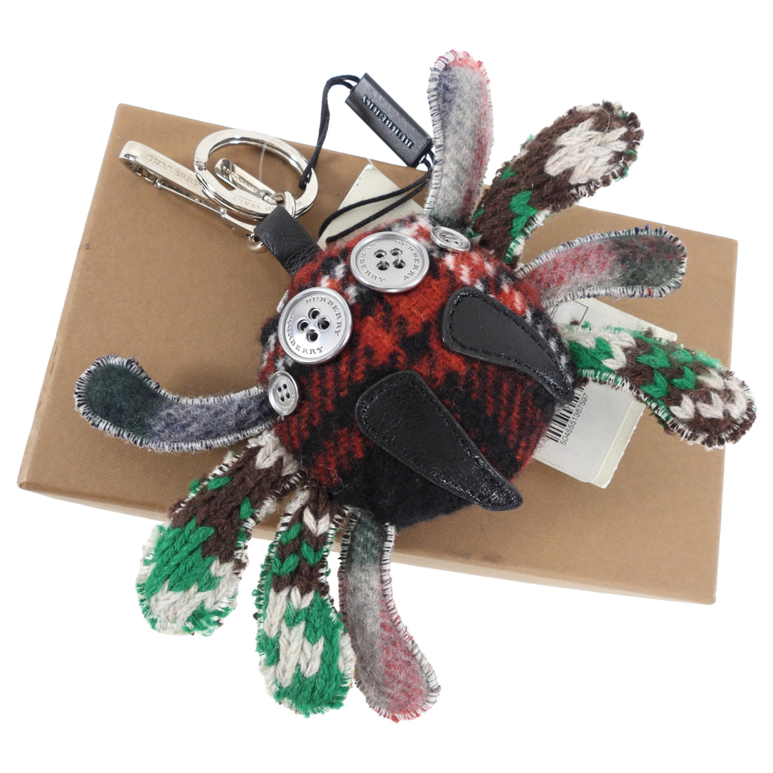 Burberry Red and Green Knit Wool Crab Bag Charm