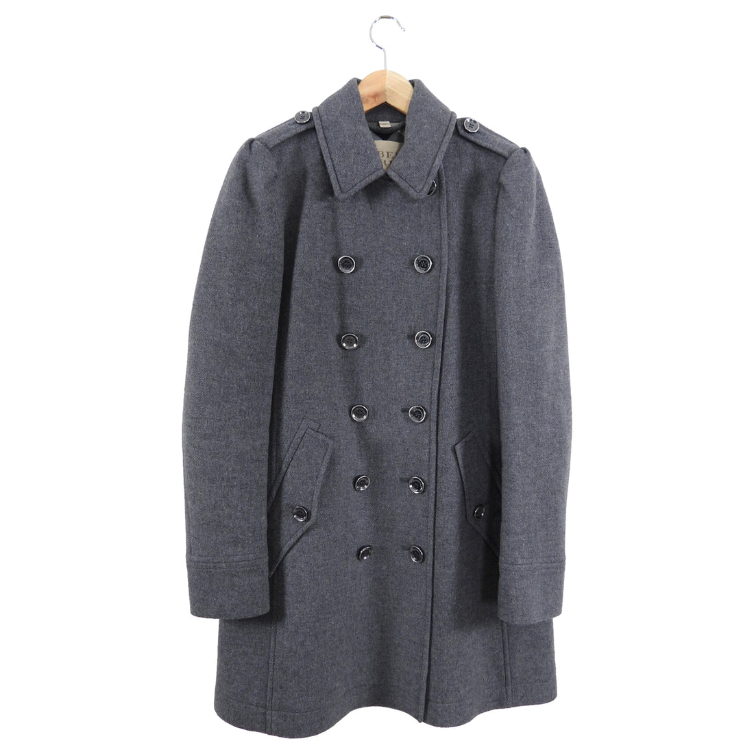 Burberry Brit Grey Wool Double Row Buttons Coat - IT42 / USA 6