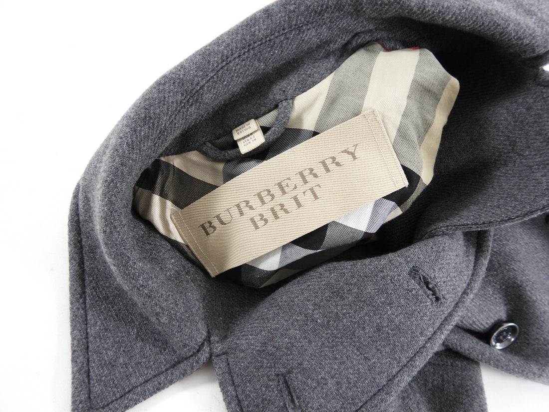 Burberry Brit Grey Wool Double Row Buttons Coat IT42 USA 6 I MISS YOU VINTAGE