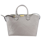 Burberry Grey Embossed Check Leather Tote Bag