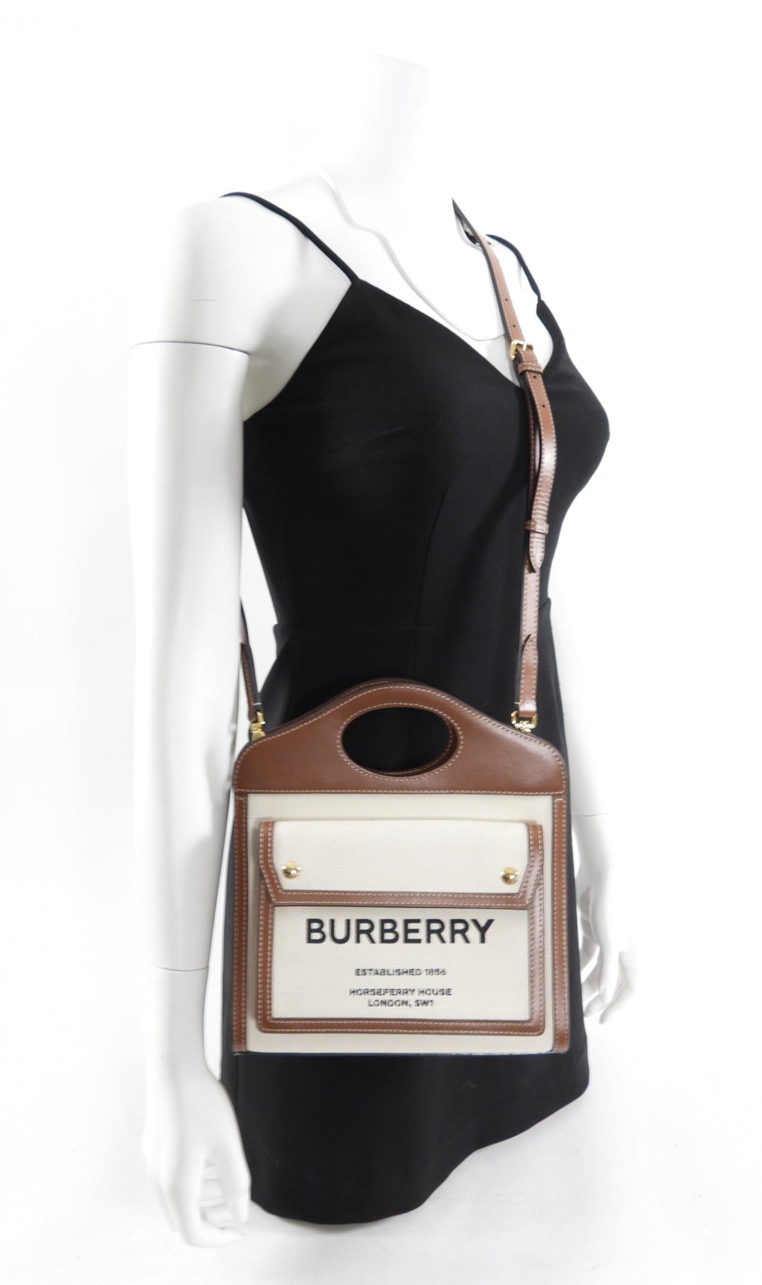 Burberry Small Canvas and Leather Pocket Bag