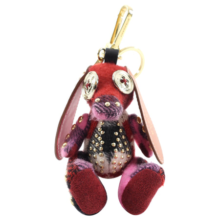 Burberry Red Plaid Knit Rabbit Bag Charm