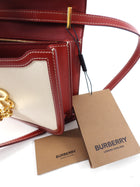 Burberry Small TB Canvas Toile and Red Leather Crossbody Bag