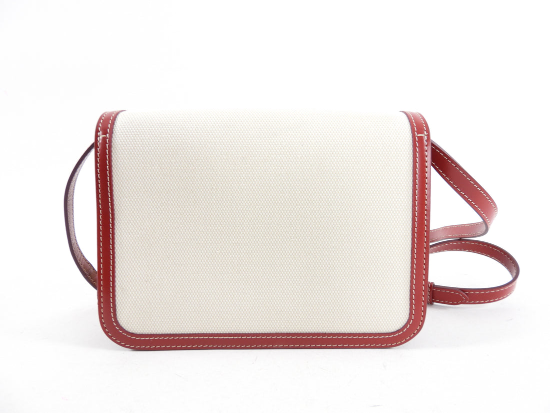 Burberry Small TB Canvas Toile and Red Leather Crossbody Bag