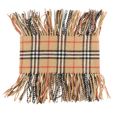 Burberry Tan Nova Check Cashmere Fringe Scarf