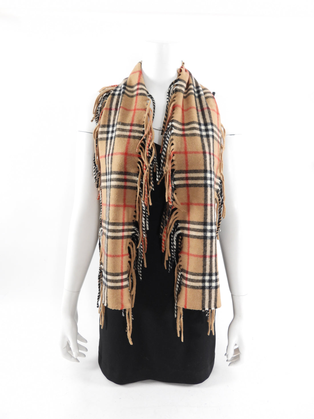 Burberry Tan Nova Check Cashmere Fringe Scarf I MISS YOU VINTAGE