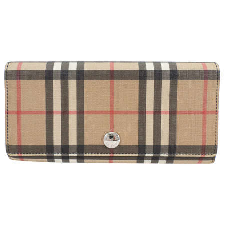 Burberry Beige Nova Check Coated Canvas Long Wallet