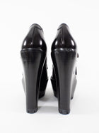 Burberry Prorsum Black Leather Monk Double Buckle Wedge Platform Heels - 37