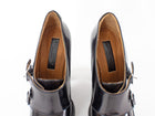 Burberry Prorsum Black Leather Monk Double Buckle Wedge Platform Heels - 37