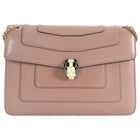 Bvlgari Taupe Brown Leather Medium Serpenti Forever Flap Bag