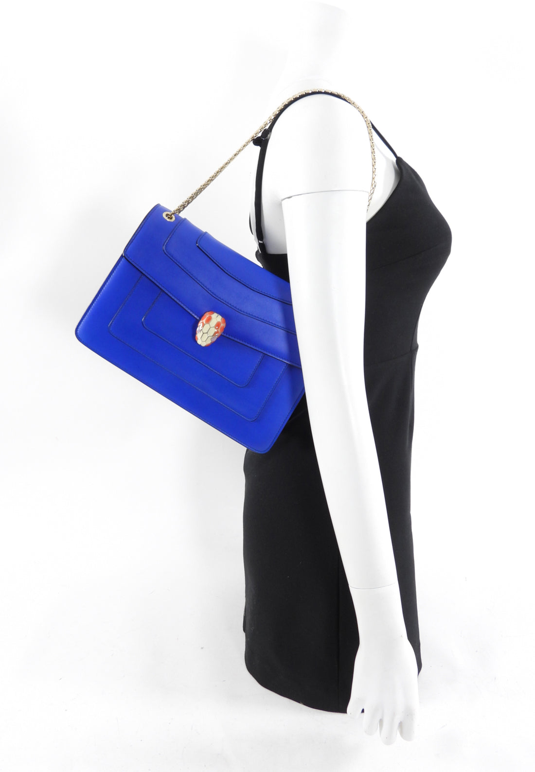 Bvlgari Cobalt Blue Leather Serpenti Forever Flap Bag