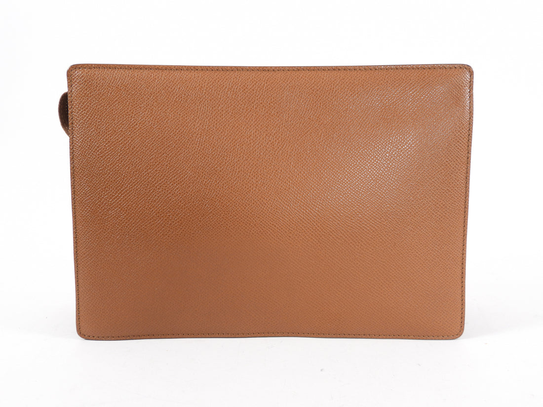 Bvlgari Cognac Brown Leather Zip Toiletry / Travel Pouch – I MISS