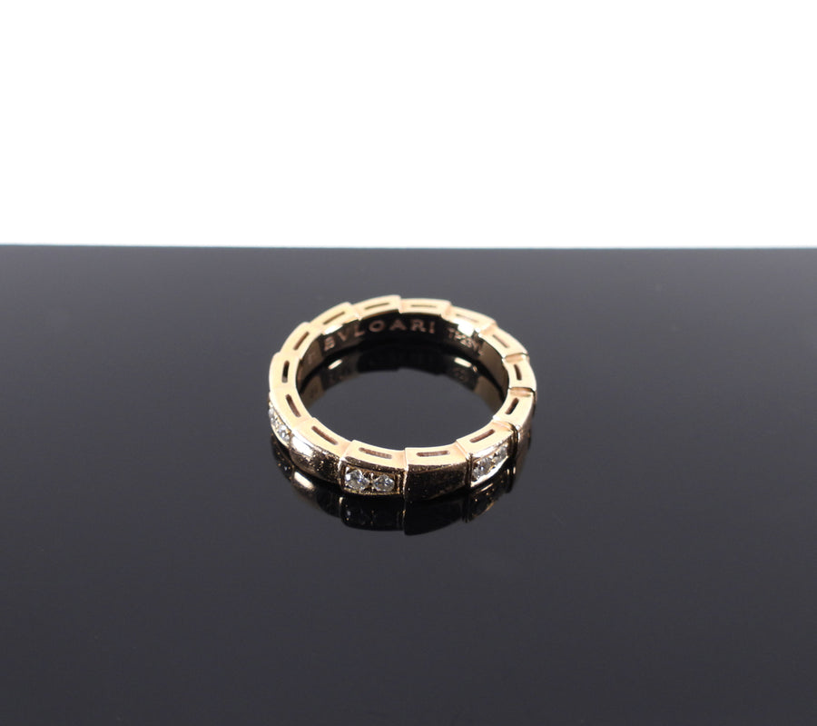 Bvlgari 18k Rose Gold Diamond Serpenti Viper Ring - 51 / 5.5