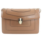 Bvlgari Light Brown Leather Medium Serpenti Flap Bag