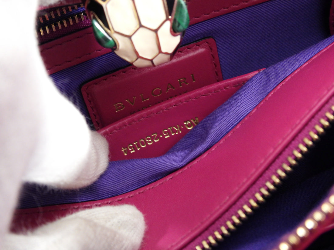 Bvlgari Magenta Leather Medium Serpenti Flap Bag