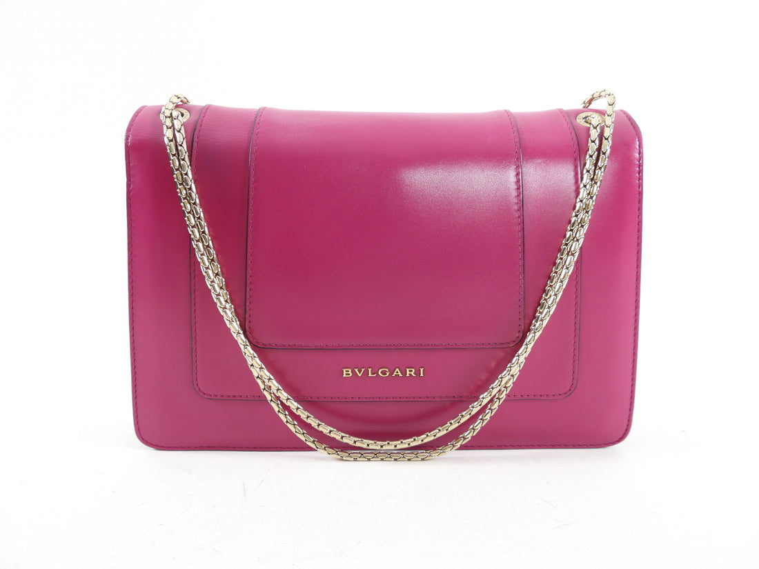 Bvlgari Magenta Leather Medium Serpenti Flap Bag