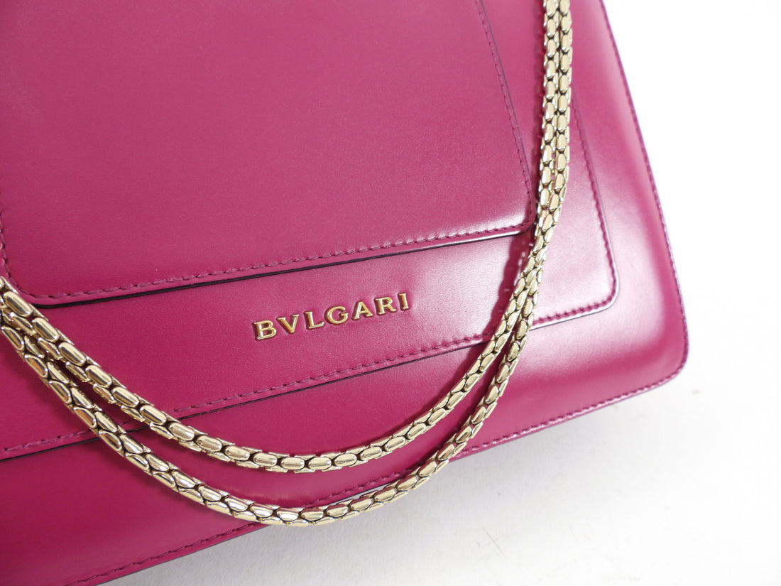 Bvlgari Magenta Leather Medium Serpenti Flap Bag